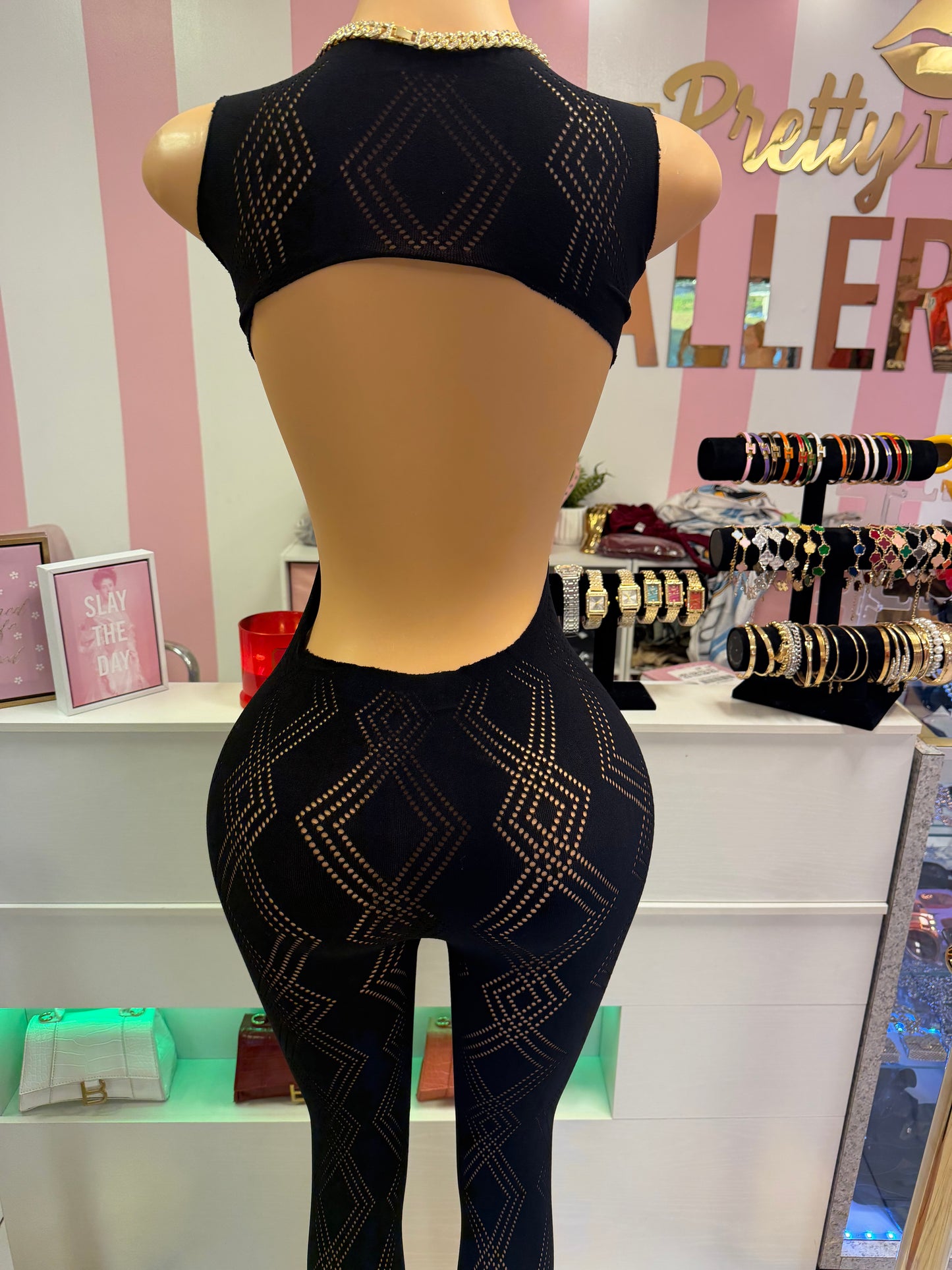Poster girl blackout jumpsuit