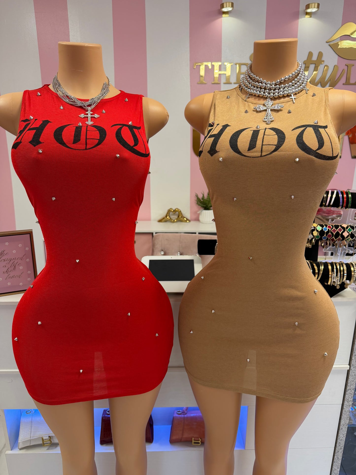 Hot Cross Stud Mini Dress
