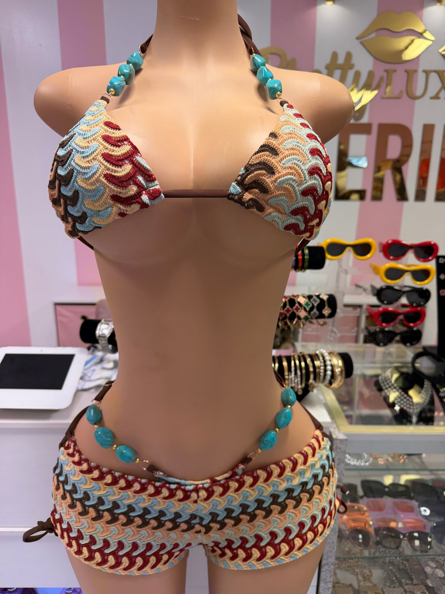 Desert jewel beaded bikini set