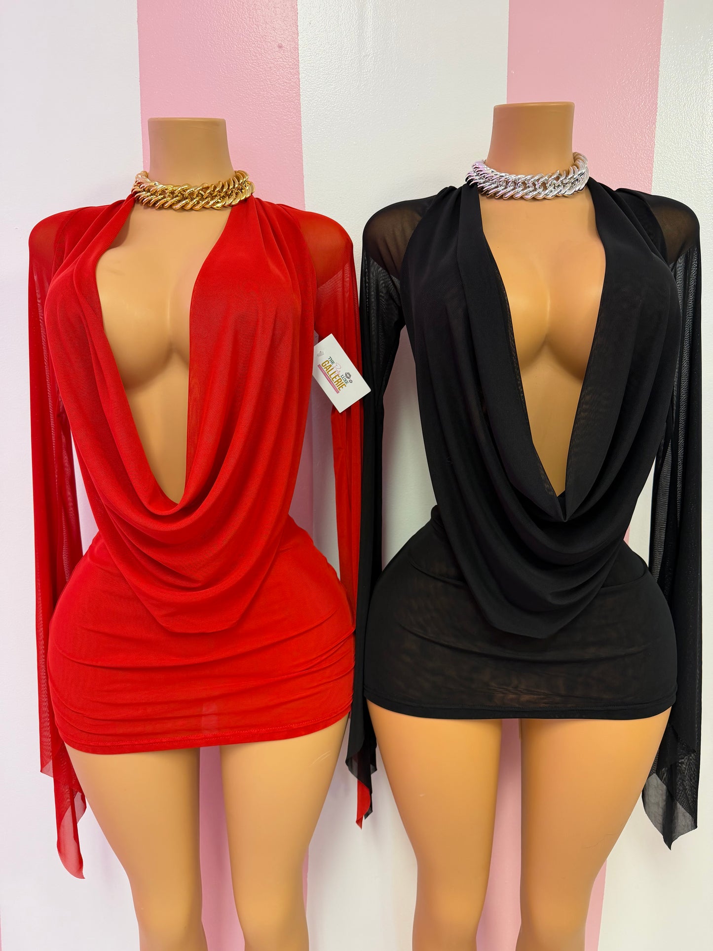 Sexy sheer drape dress