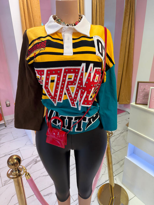 Glam Varsity Colorblock Top