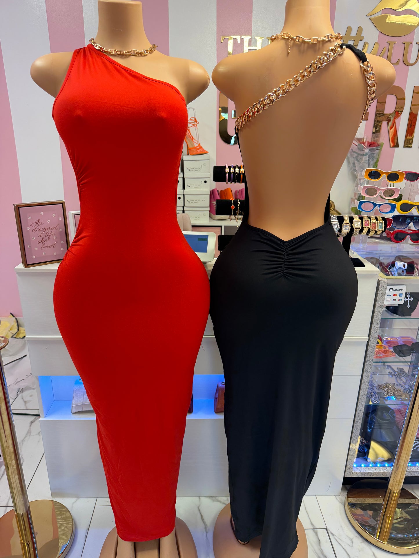 Golden link bodycon dress