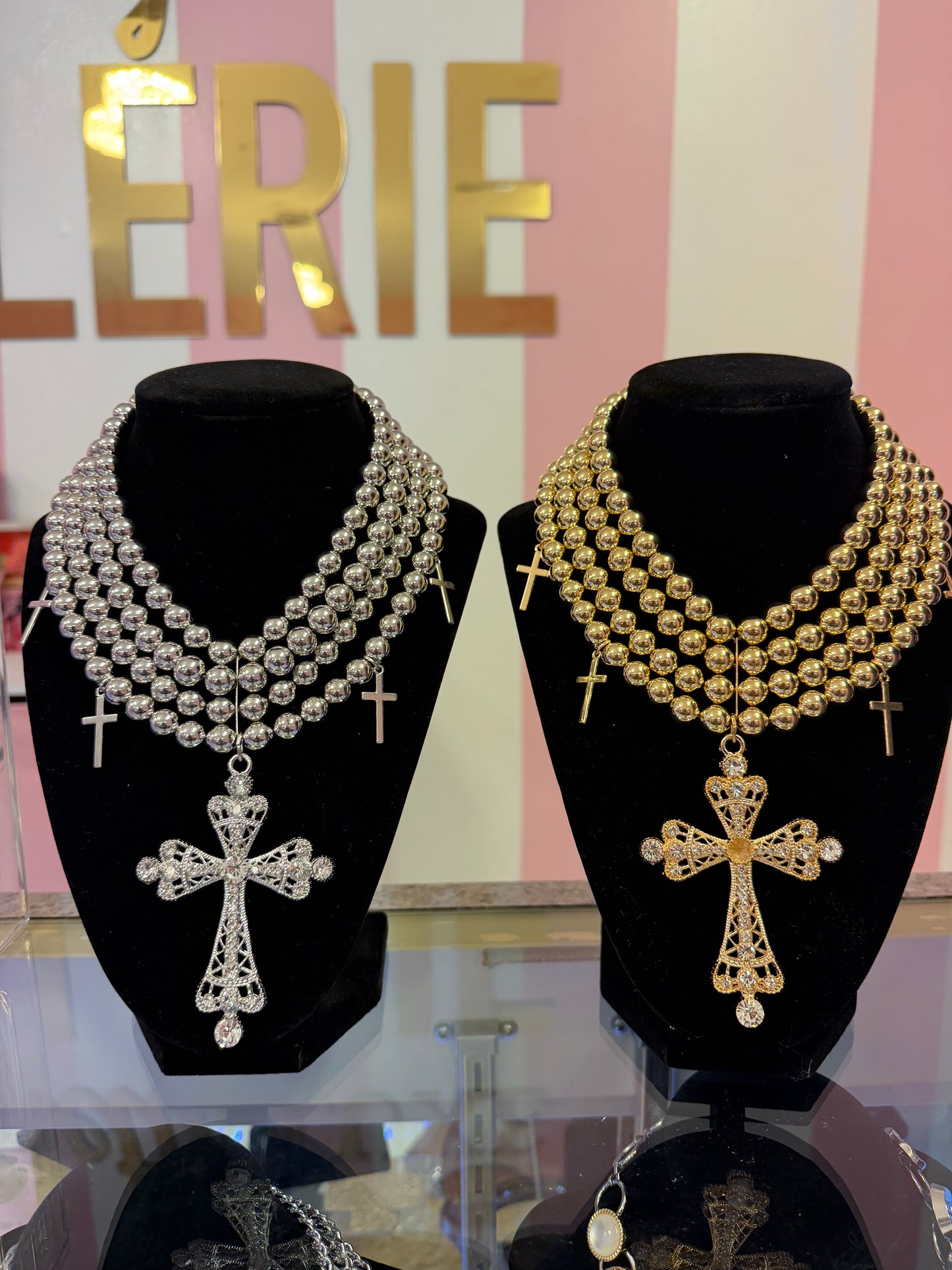 Luxe Bead Cross Necklace