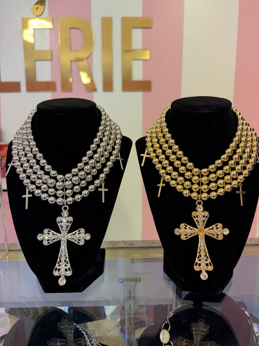 Luxe Bead Cross Necklace