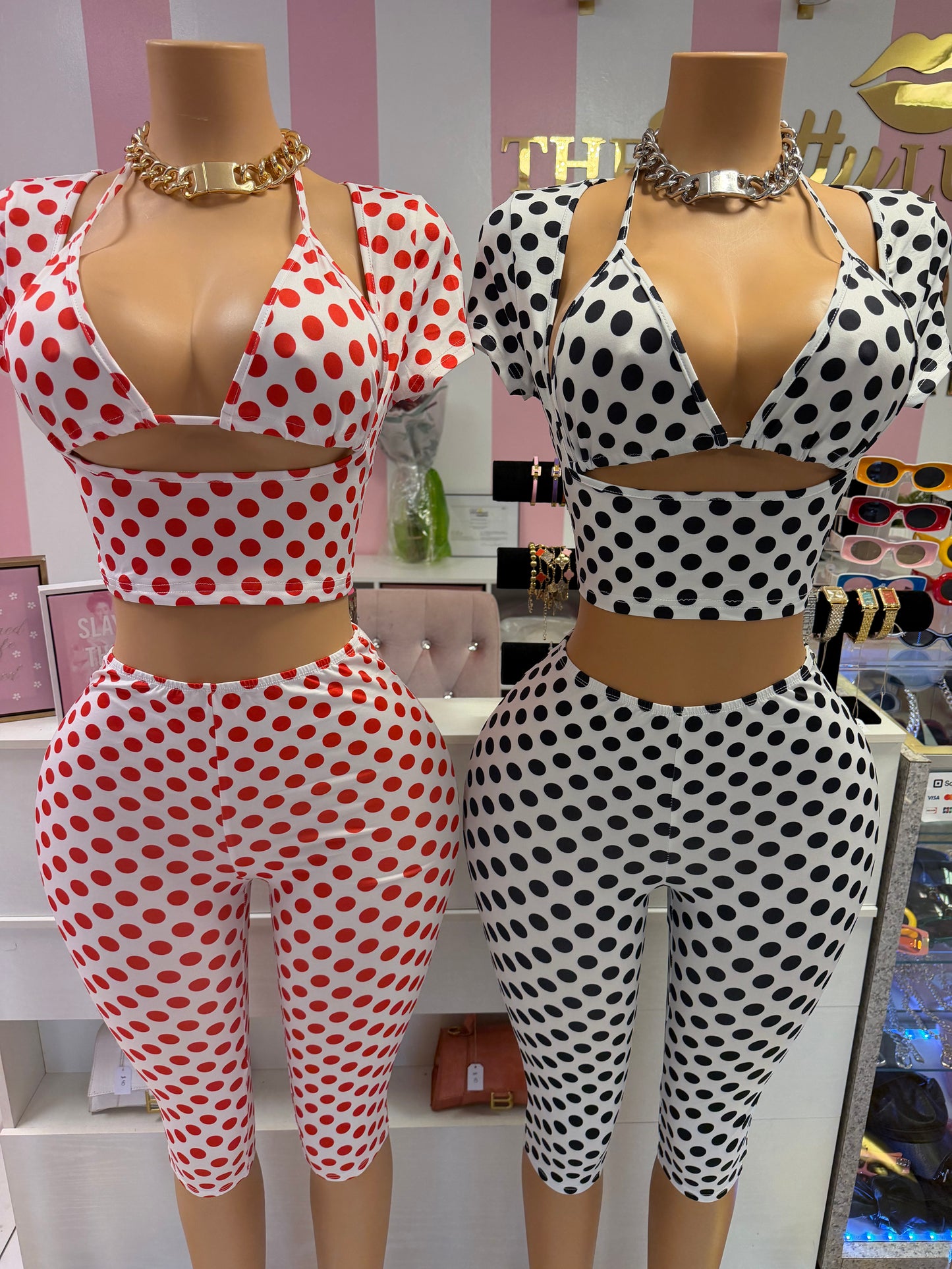 Polka pop capri set