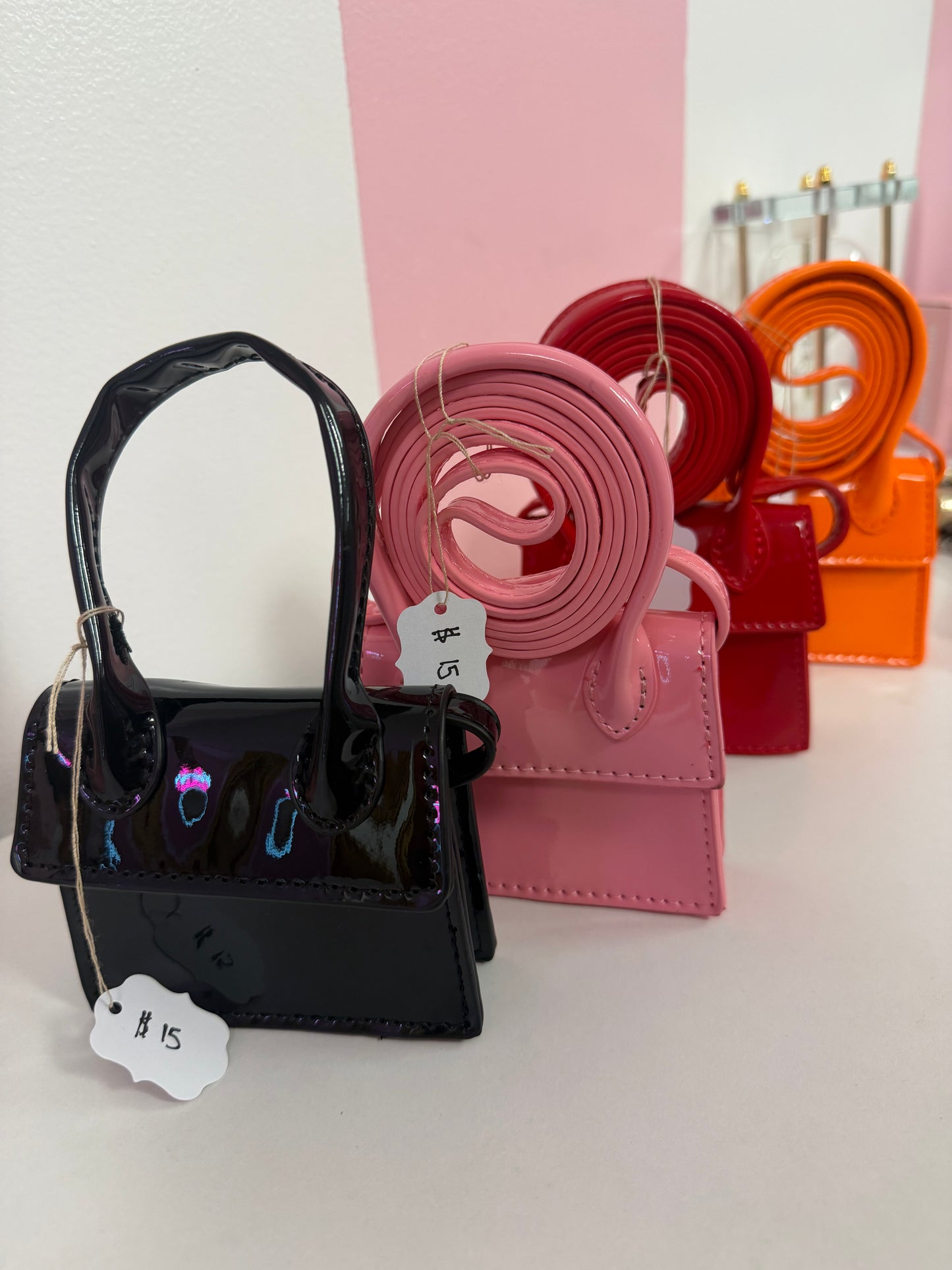 mini patent handbags